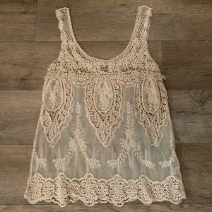 Lace Overlay Tank Top